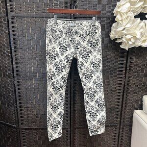 Free People Off White and Black Low Rise Patterned Jean Pants Size 25